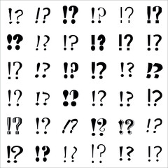 Set of question and exclamation mark. Vector illustration on white background