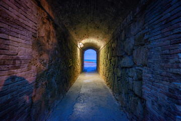 Old pedestrian tunnel with access to the Mediterranean Sea