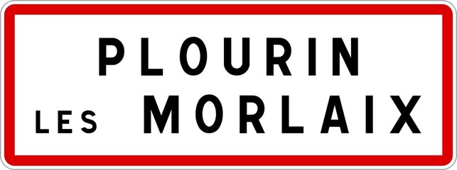 Panneau entrée ville agglomération Plourin-lès-Morlaix / Town entrance sign Plourin-lès-Morlaix