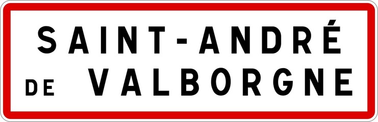 Panneau entrée ville agglomération Saint-André-de-Valborgne / Town entrance sign Saint-André-de-Valborgne