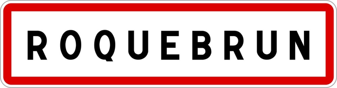 Panneau entr&eacute;e ville agglom&eacute;ration Roquebrun / Town entrance sign Roquebrun