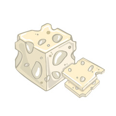 Curd cheese symbol, bryndza in cartoon style. For restaurant menus and websites. Vector illustration