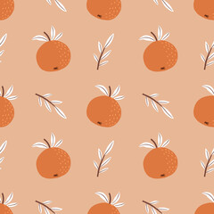 Orange colorful seamless pattern. Vector orange pattern. Citrus fruit background. Perfect for textile manufacturing wallpaper posters etc. Vector illustration. 