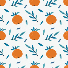 Orange colorful seamless pattern. Vector orange pattern. Citrus fruit background. Perfect for textile manufacturing wallpaper posters etc. Vector illustration. 