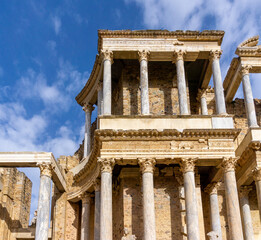detail view of the Roman amphitheater in historic Merida