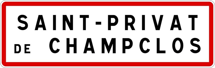 Panneau entrée ville agglomération Saint-Privat-de-Champclos / Town entrance sign Saint-Privat-de-Champclos