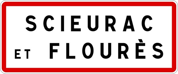 Panneau entrée ville agglomération Scieurac-et-Flourès / Town entrance sign Scieurac-et-Flourès