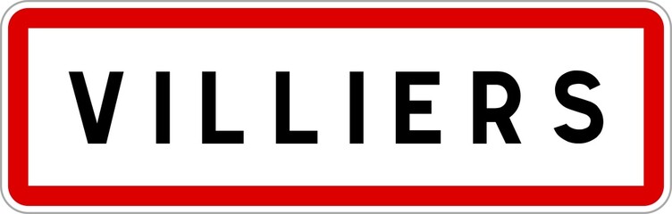 Panneau entrée ville agglomération Villiers / Town entrance sign Villiers