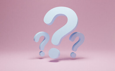 Question mark on rose background. 3d rendering