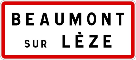 Panneau entrée ville agglomération Beaumont-sur-Lèze / Town entrance sign Beaumont-sur-Lèze