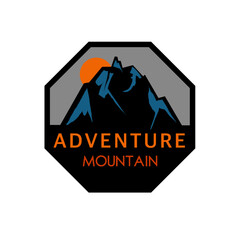 Mountain Logo Template. Vector illustration of an icon, outdoor adventure. Vector graphics for t shirts and other uses.