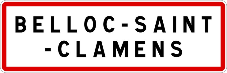 Panneau entr&eacute;e ville agglom&eacute;ration Belloc-Saint-Clamens / Town entrance sign Belloc-Saint-Clamens