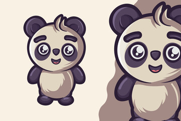 Happy Cute Panda Animal Cartoon Character