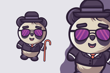 Cute Panda Boss Animal Cartoon Character