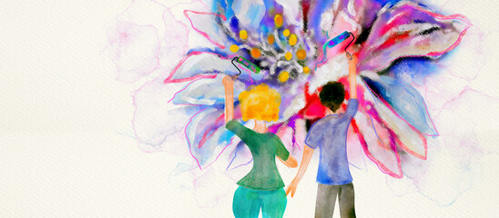 Fototapeta premium Color Your World. Watercolor spring concept.