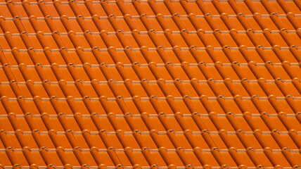 Close-up view of the roof of the house of orange tiles