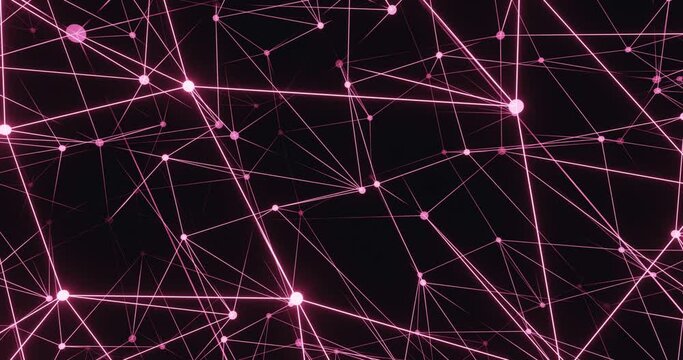 Pink wireframe sci-fi technology animation loop. 3d rendering.