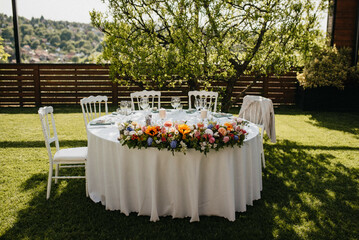 Rustic decor. Decoration for a special occasion. Everything is almost finished for ceremony.