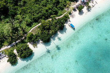 Fototapeta na wymiar Drone point of view of tropical Maiga Island bajau laut village in Semporna