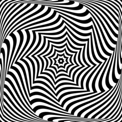 Whirl movement illusion in abstract op art lines pattern.