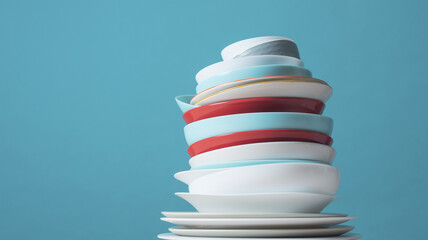 Pile of colorful dishes
