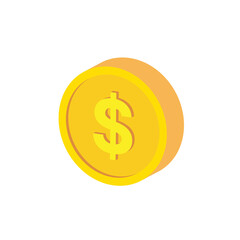 Coin 1 dollar. Golden piece of money. One dollar