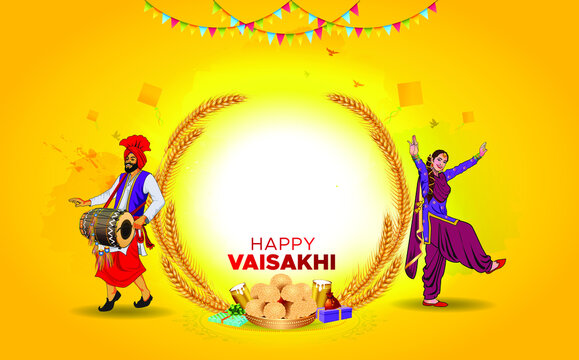 Greeting card for Vaisakhi or Baisakhi festival celebration. Punjabi sikh wheat harvest festival and bhangra dance Stock Vector | Adobe Stock Greeting card for Vaisakhi or Baisakhi festival celebration. Punjabi sikh wheat harvest festival and bhangra dance Stock Vector | Adobe Stock