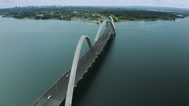 Juscelino Kubitschek Bridge at Paranoá Lake, Brasilia, Brasil - 4K - out/2021