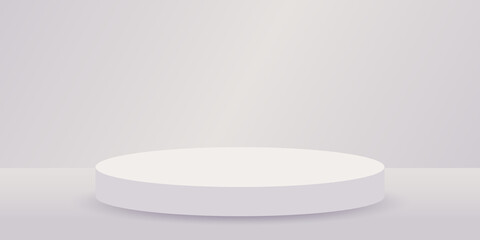 3d podium background. Premium product. Stage platform light. Contest circle. Scene stand. Award show. Cosmetic presentation. Minimal design interior. Pedestal floor. Showcase. Vector illustration