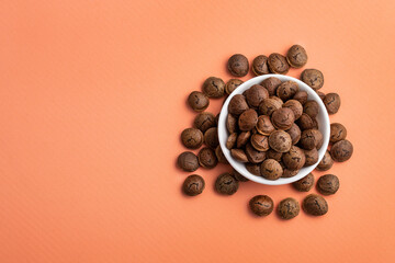 Dried sacha inchi seeds in the bowl - Plukenetia volubilis