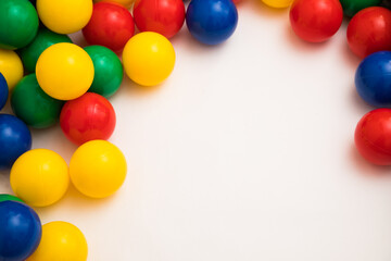 Multi-colored plastic balls. A children's balls isolated on white background.
