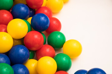 Fototapeta na wymiar Multi-colored plastic balls. A children's balls isolated on white background.