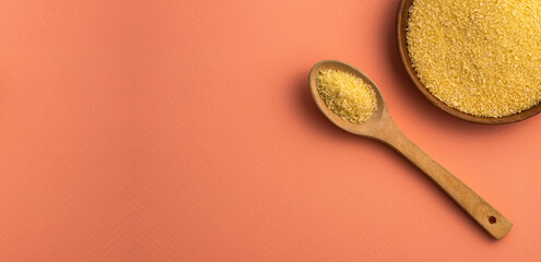 Panko Japanese bread in crumbs in the wooden bowl