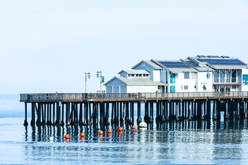Stearn's Wharf, in Santa Barbara, California. USA. Pier was completed in 1872 and is a popular...