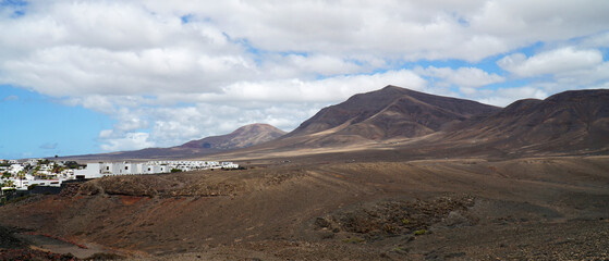 Playa Blanca Lanzarote Eastern end of town villas and mountain