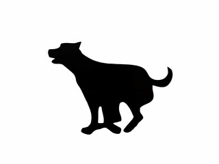 illustration of black silhouette of a dog isolated on a white background.