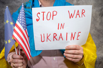 poster stop the war in ukraine. russia world terrorist
