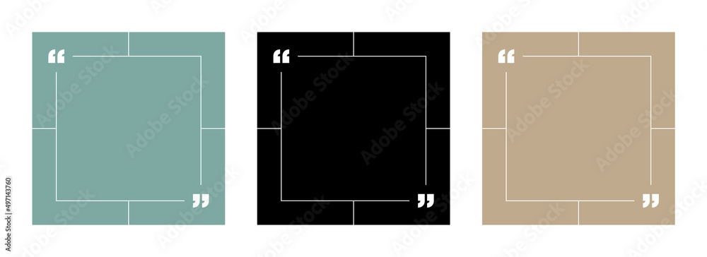 Wall mural empty quote frames template set. blank text box quote frame borders with copy space. line border wit