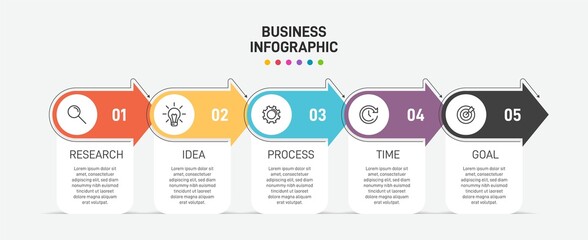 Infographic design with icons and 5 options or steps. Thin line vector. Infographics business concept. Can be used for info graphics, flow charts, presentations, web sites, banners, printed materials.