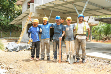 group of house construction carpenters in africa at work industry