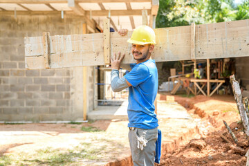 house construction carpenter in africa at work industry