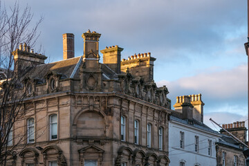 Sunlit rooftops of Stirling cityscape 