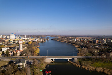 Kruszwica Panorama miasta z lotu ptaka - Krajobraz - jezioro gopło