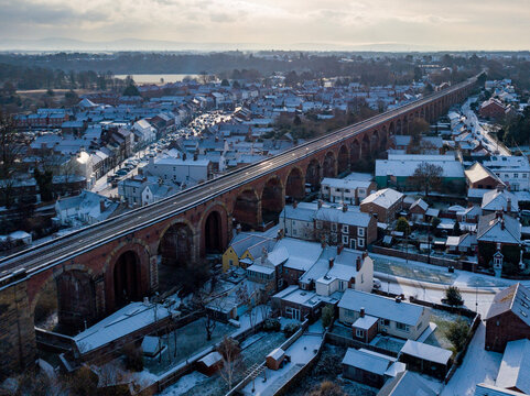 Winter view of the town and viaduct at Yarm in North Yorkshire