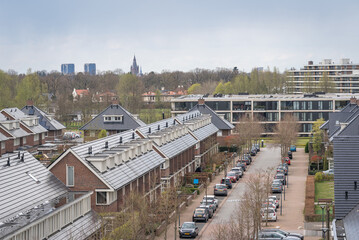 Residential neighbourhood Nieuw Wolfslaar with modern houses in the village of Bavel, municipality of Breda, The Netherlands