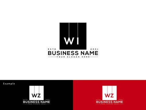 Alphabet WI Logo, Letter Wi w i Logo Icon Vector With Square Black Shape Design
