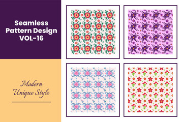 Colorful Flowers Seamless Pattern Design VOL-16