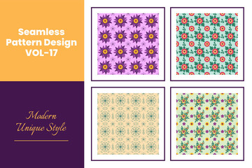 Colorful Flowers Seamless Pattern Design VOL-17