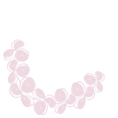 Round frame template of flowers in pale pink color in a watercolor manner. Great for greeting card.