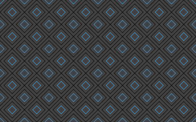 Seamless abstract background composed of black and blue squares. Modern technology dark design. Geometric vector illustration. Metal mesh texture